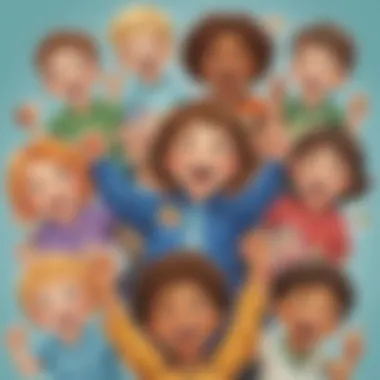 Illustration of a diverse group of children displaying their reward stickers