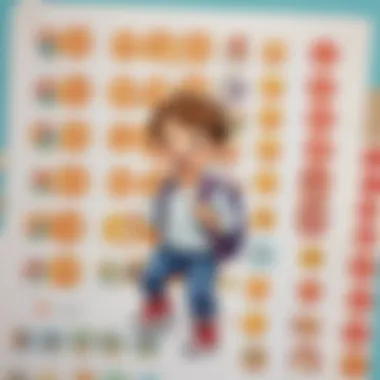 Illustration of a child's progress chart with reward stickers