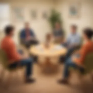 Group Therapy Dynamics Behavioral therapist facilitating group therapy session