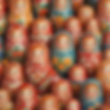 Traditional Russian Matryoshka Dolls Waving with Greetings