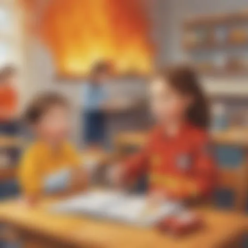 Illustration of child learning about fire safety