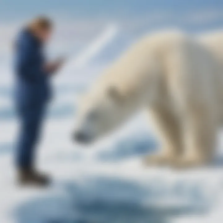 Scientist studying polar bear behavior