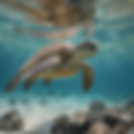 Majestic Sea Turtle gliding through crystal clear waters