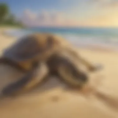 Sea Turtle Nesting on Pristine Sandy Beach Sea Turtle Nesting on Pristine Sandy Beach