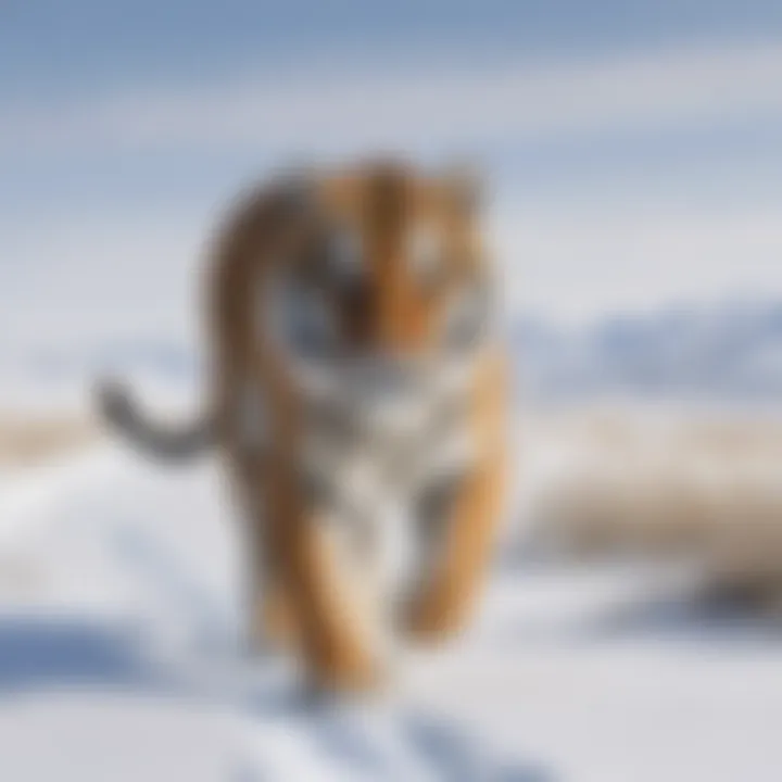 Siberian Tiger Roaming Snowy Plains