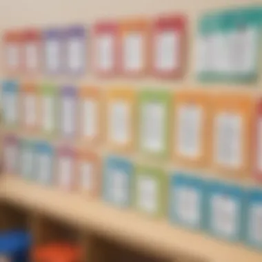 Creative design of sight word flashcards on a bulletin board