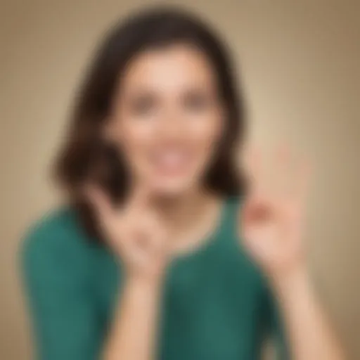 A close-up of sign language depicting the phrase 'Good Morning'