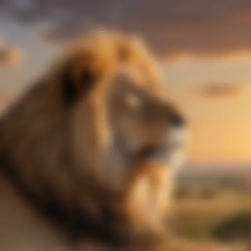 A majestic lion staring into the horizon