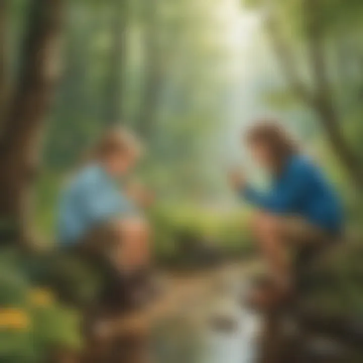 Kids engaged in a nature observation activity
