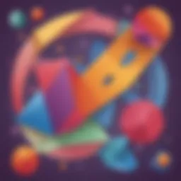 Abstract geometric shapes representing simplifying expressions concept