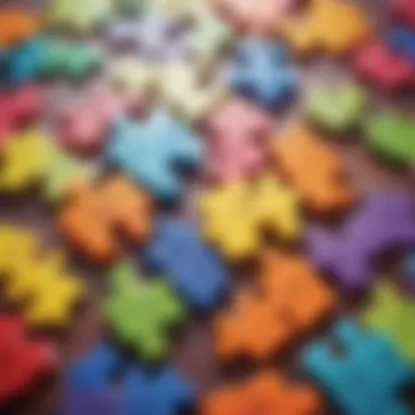 Colorful math puzzle pieces for interactive learning