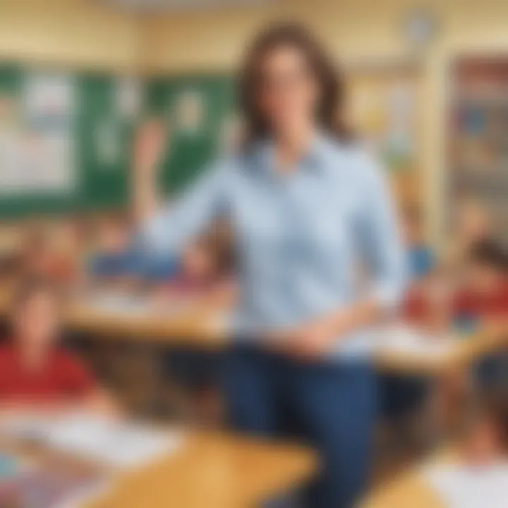 A teacher managing a well-organized classroom