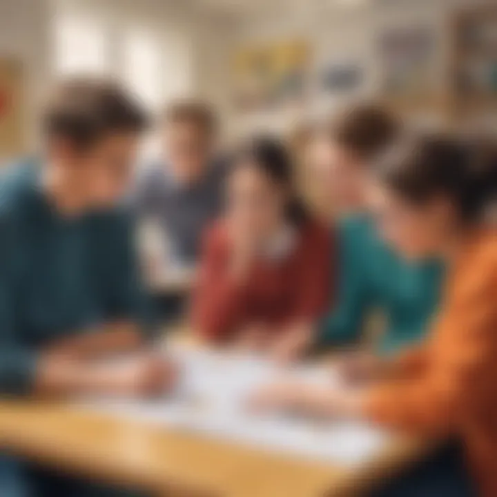Students collaborating on a group project