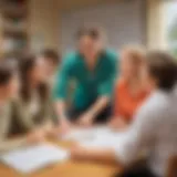 A teacher engaging students in a lively discussion