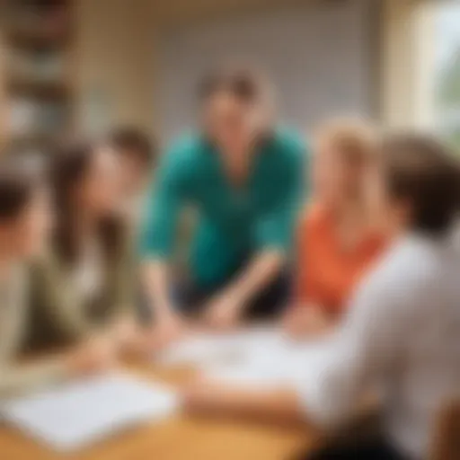 A teacher engaging students in a lively discussion