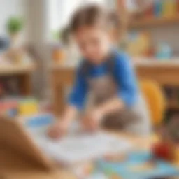 Young child engaging in educational activities