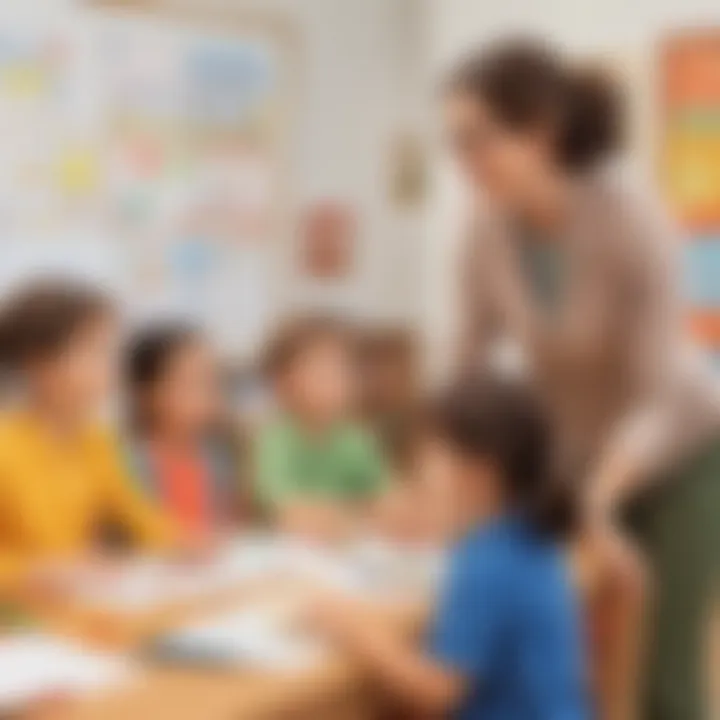 Preschool teacher guiding students in goal-setting