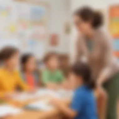 Teacher's Role in Goal-Setting Preschool teacher guiding students in goal-setting