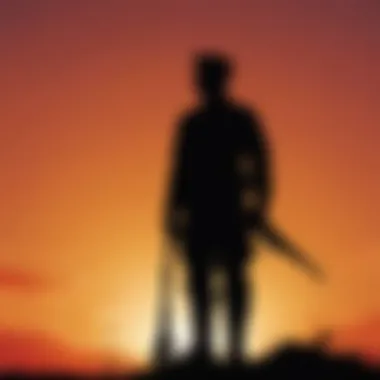 Guardians of Honor: Silhouettes of Sacrifice A silhouette of a soldier standing tall against the sunset