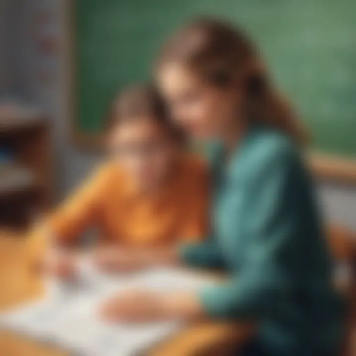 Educator assisting a child with math strategies
