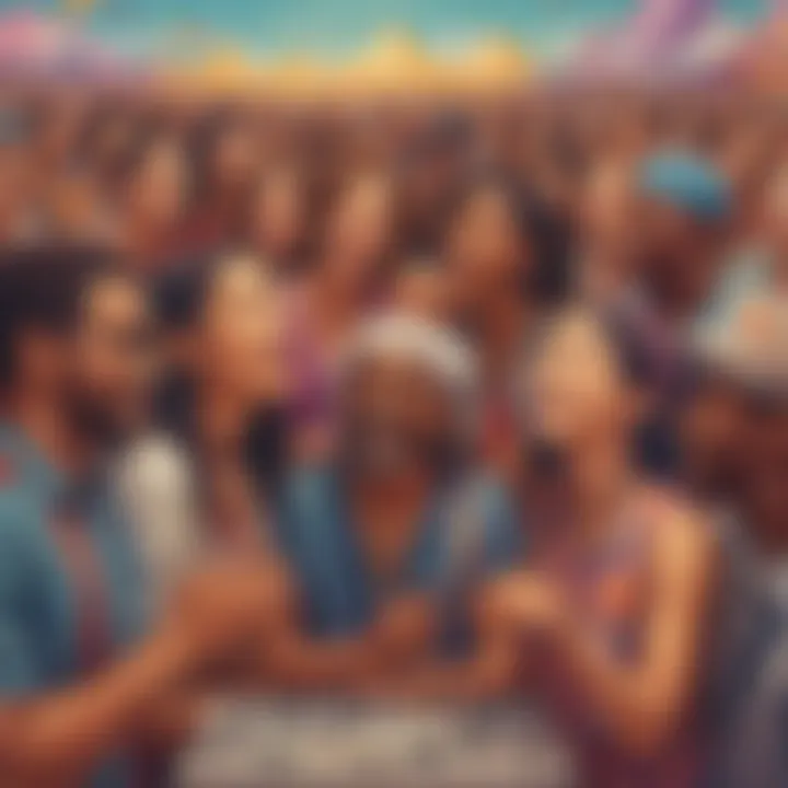 A group of diverse individuals enjoying a music festival