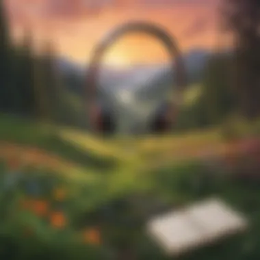 Nature landscape with headphones symbolizing the personal connection to music