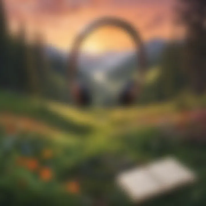 Nature landscape with headphones symbolizing the personal connection to music