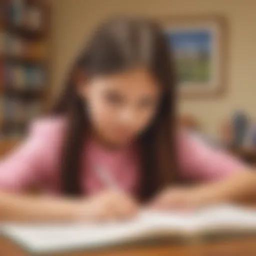 Young girl studying spelling words