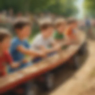 Children enjoying a spoon racing competition in a playful setting