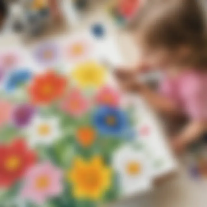 Preschooler Painting Spring Flowers