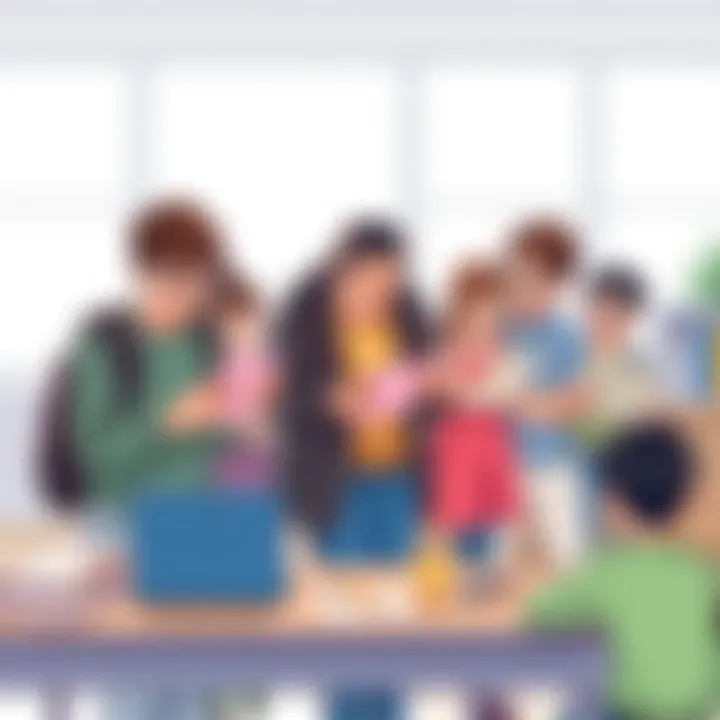 Students Creating Personalized Ecards A group of students crafting personalized ecards for their teachers