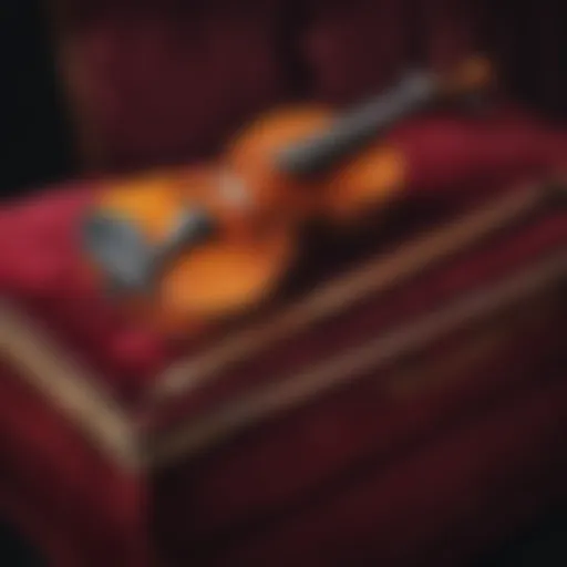 Elegant Violin resting on a velvet cushion