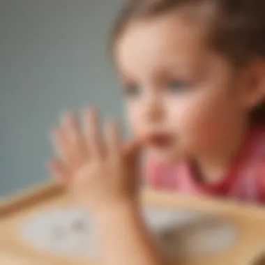 Child touching different textured materials in a tactile activity