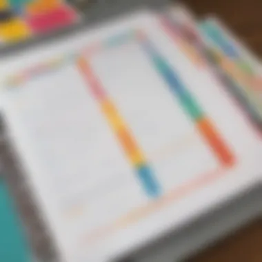 A teacher organizing lesson plans with a printable planner.