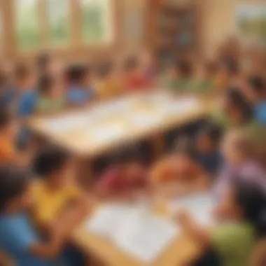 A diverse group of children participating in a literacy development workshop.