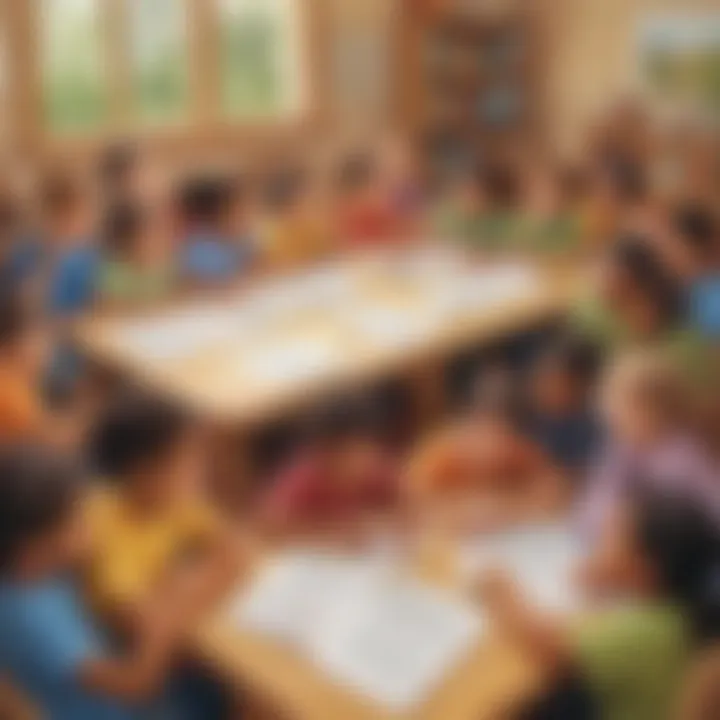 A diverse group of children participating in a literacy development workshop.