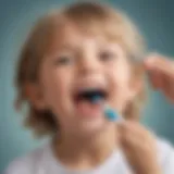 Young child practicing tooth brushing