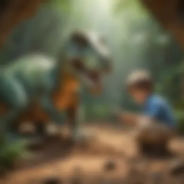 Interactive Dino Digging Preschooler Engaged in Dino Digging Activity