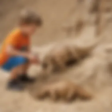 Preschooler with Dinosaur Fossil Excavation Kit