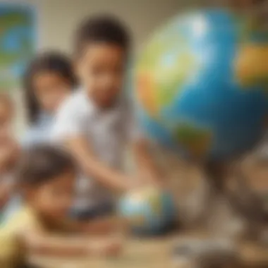 Exploring the Earth Model Young children exploring a model of the Earth