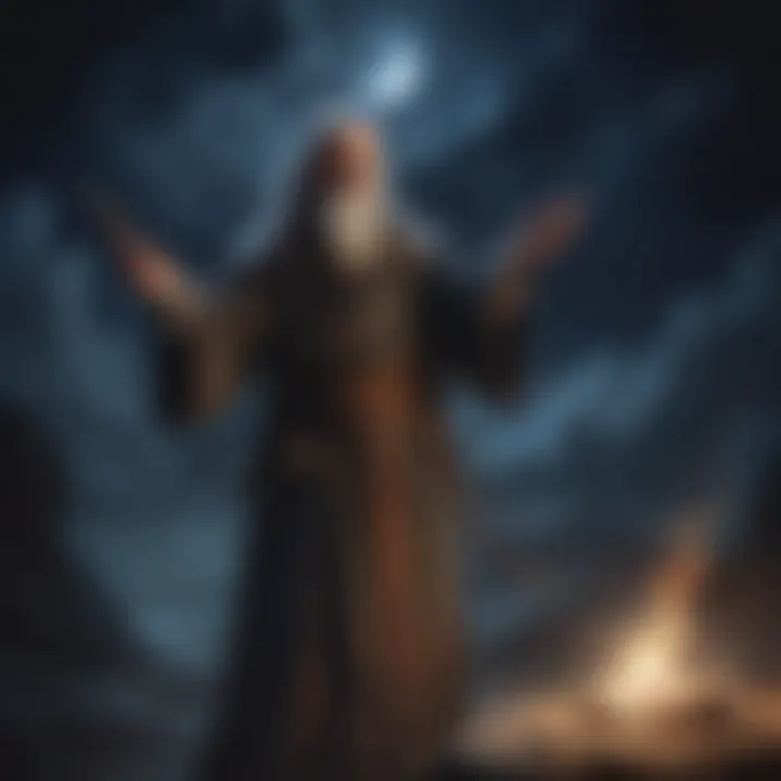 Enigmatic figure casting spells under the moonlight