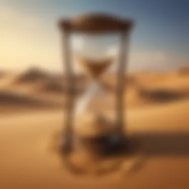 Surreal depiction of an hourglass with flowing liquid instead of sand