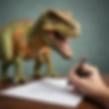 Dinosaur thank you note in a child's hand