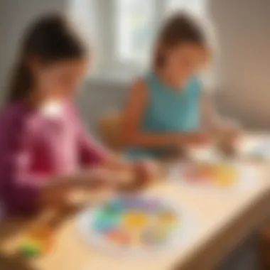 Kids Crafting Sun Catchers Children engaged in creating sun catchers using various materials