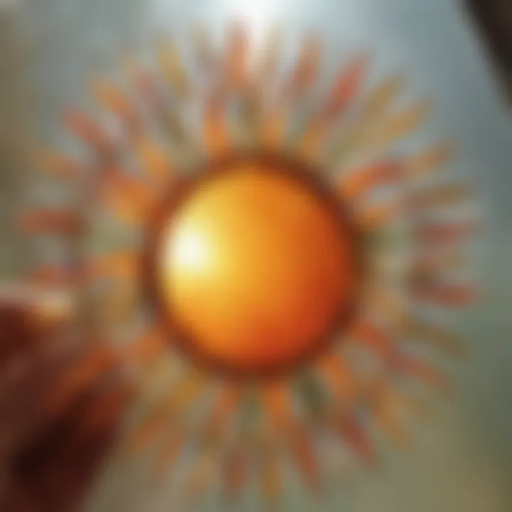 A close-up of sunlight filtering through a beautifully crafted sun catcher