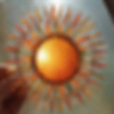 Light Filtering Through a Sun Catcher A close-up of sunlight filtering through a beautifully crafted sun catcher