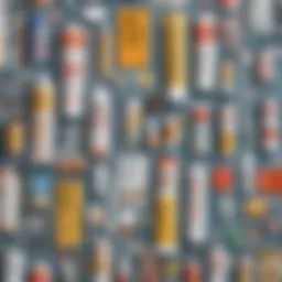 A close-up of various adhesives for poster application