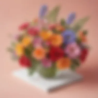 Artistic Arrangement of Card and Flowers An artistic arrangement of a card and flowers symbolizing love and appreciation