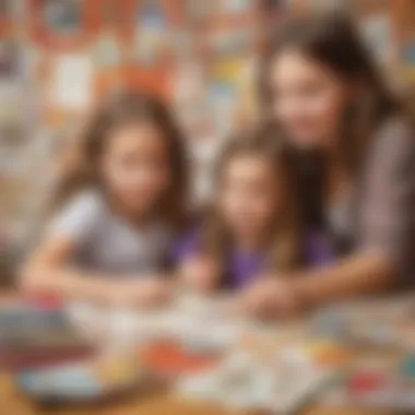Children engaged in the art of scrapbooking