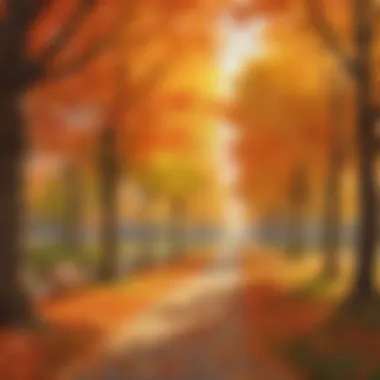 Autumn: Colors of Change Colorful autumn leaves falling from trees in a serene park
